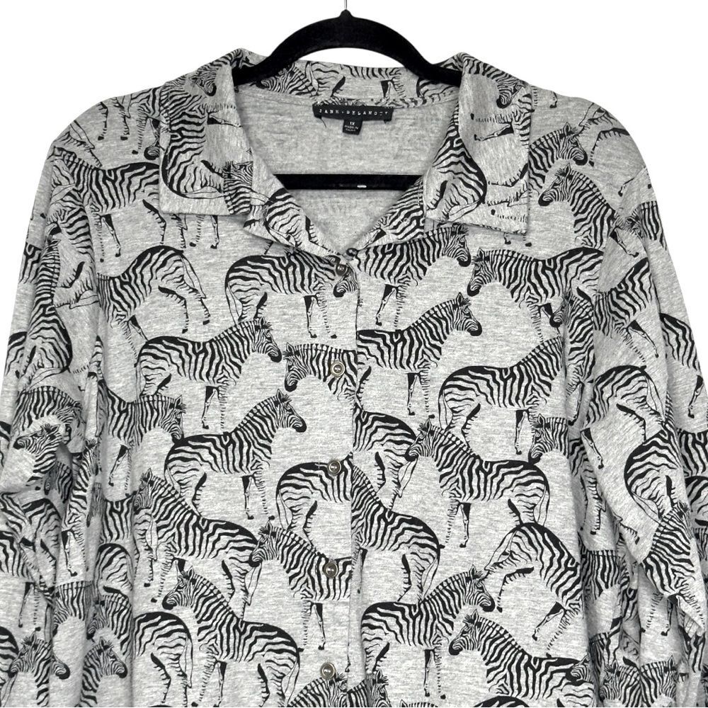 Jane + Delancey Zebra Print Button Front Top - Si… - image 2